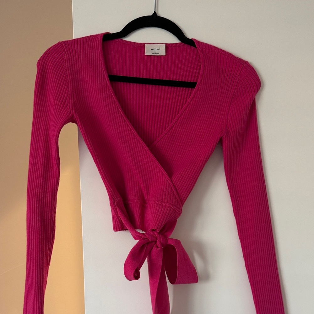 Wilfred Fuchsia Ribbed Tie Sweater